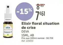L'Eau Vive Elixir floral situation de crise deva offre