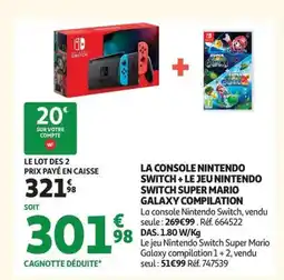 Auchan La console nintendo switch + le jeu nintendo switch super mario galaxy compilation offre