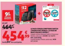 Auchan Le pack console nintendo switch 2 mario kart world + le pack de deux volants offert! offre