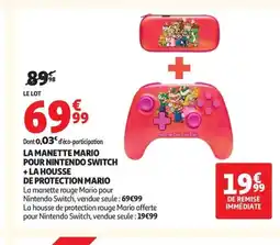 Auchan La manette mario pour nintendo switch + la housse de protection mario offre