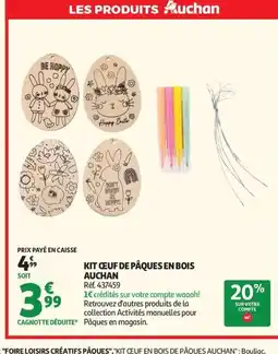 Auchan Kit oeuf de pâques en bois auchan offre