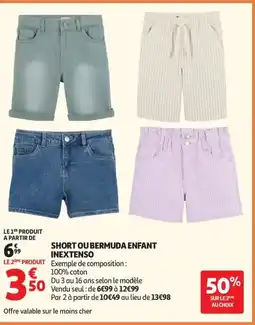 Auchan INEXTENSO Short ou bermuda enfant offre