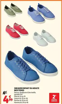 Auchan INEXTENSO Sneaker enfant ou adulte offre