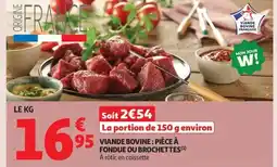 Auchan Viande bovine: pièce à fondue ou brochettes offre