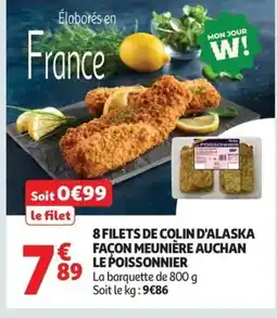 Auchan AUCHAN LE POISSONNIER 8 filets de colin d'alaska façon meunière offre