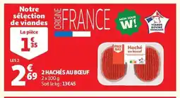 Auchan 2 hachés au bœuf offre