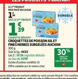 Auchan AUCHAN Croquettes de poisson ail et fines herbes surgelées offre