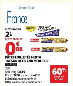 Auchan Pâte feuilletée herta trésor de grand mère pur beurre offre