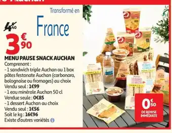Auchan AUCHAN Menu pause snack offre