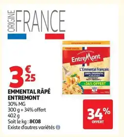 Auchan ENTREMONT Emmental râpé offre