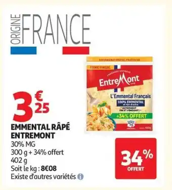 Auchan ENTREMONT Emmental râpé offre