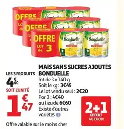 Auchan BONDUELLE Maïs sans sucres ajoutés offre