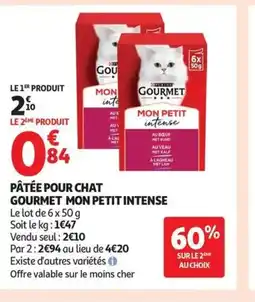 Auchan Pâtée pour chat gourmet mon petit intense offre