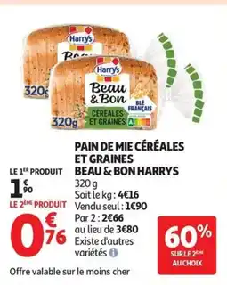 Auchan HARRYS Pain de mie céréales et graines beau & bon offre