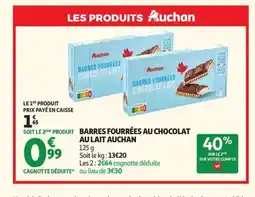 Auchan AUCHAN Barres fourrees chocolat au lait offre