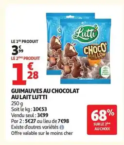 Auchan LUTTI Guimauves au chocolat au lait offre