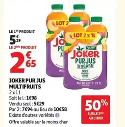 Auchan Joker pur jus multifruits offre