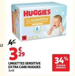 Auchan HUGGIES Lingettes sensitive extra care offre