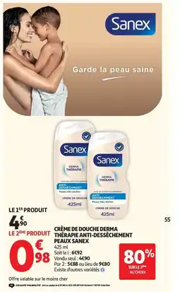Auchan SANEX Crème de douche derma thérapie anti-dessèchement peaux offre