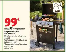 Auchan Barbecue gaz 3 brûleurs offre