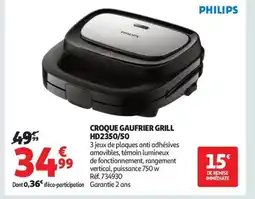 Auchan PHILIPS Croque gaufrier grill hd2350/50 offre