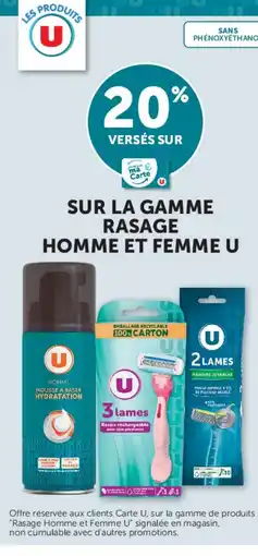U Express U Sur la gamme rasage homme et femme offre