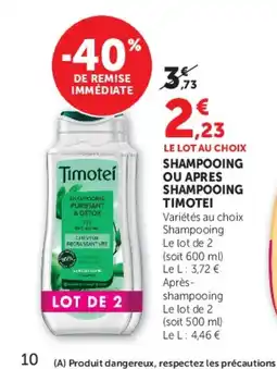 U Express TIMOTEI Shampooing ou apres shampooing offre
