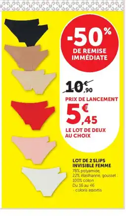 U Express Lot de 2 slips invisible femme offre