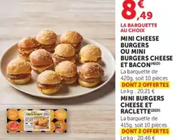 U Express Mini cheese burgers ou mini burgers cheese et bacon offre