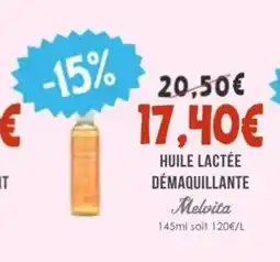 Naturalia MELVITA Huile lactée démaquillante offre