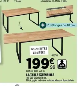 Centrakor La table extensible offre