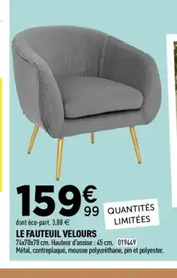 Centrakor Le fauteuil velours offre