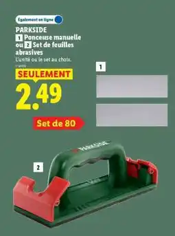 Lidl PARKSIDE Ponceuse manuelle ou Set de feuilles abrasives offre