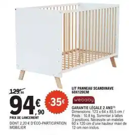 E.Leclerc LIT PANNEAU SCANDINAVE 60X120CM offre