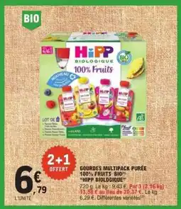 E.Leclerc GOURDES MULTIPACK PURÉE '100% FRUITS BIO' 'HIPP BIOLOGIQUE' offre