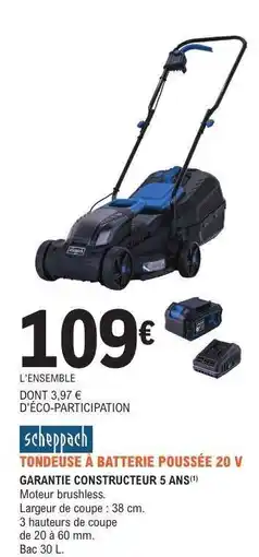 E.Leclerc Tondeuse à batterie poussée 20 V offre