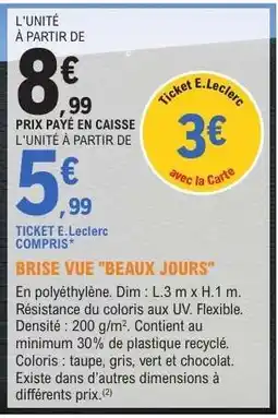 E.Leclerc Brise Vue 'Beaux Jours' offre