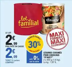 E.Leclerc LÉGUMES CUISINÉS POUR COUSCOUS “D’AUCY” offre
