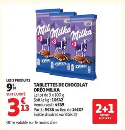 Auchan Tablettes De Chocolat Oréo Milka offre