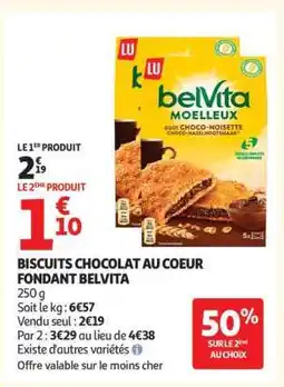 Auchan BISCUITS CHOCOLAT AU COEUR FONDANT BELVITA offre