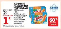 Auchan Bâtonnets glacés sorbet tropical Oasis offre