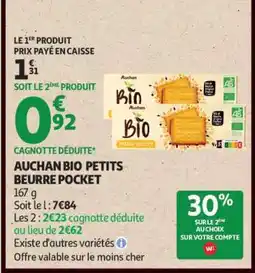 Auchan AUCHAN BIO PETITS BEURRE POCKET offre