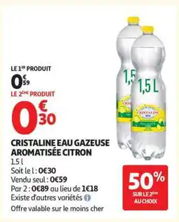 Auchan CRISTALINE EAU GAZEUSE AROMATISÉE CITRON offre