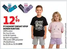 Auchan PYJASHORT ENFANT KPOP DEMON HUNTERS offre