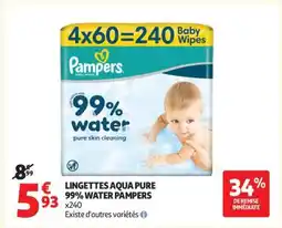 Auchan LINGETTES AQUA PURE 99% WATER PAMPERS offre