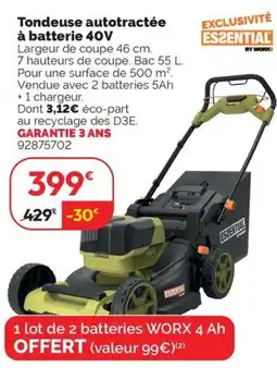 Weldom Tondeuse autotractée à batterie 40V offre