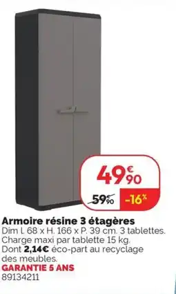 Weldom Armoire résine 3 étagères offre