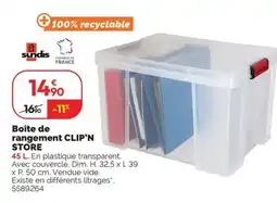 Weldom SUNDIS Boîte de rangement clip'n store offre