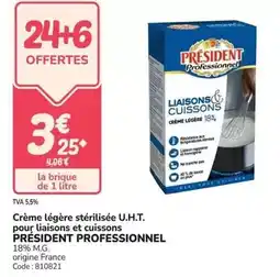 Promocash Président - crème légère stérilisée u.h.t. pour làisons et cuissons offre