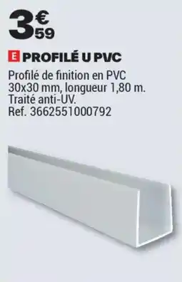 Brico Dépôt PROFILÉ U PVC Profilé de finition en PVC offre